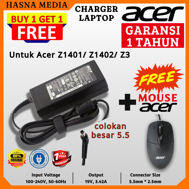 ORI Adaptor Charger Casan Laptop Acer One 14 Z1401 Z1402 Z3 - 19V 3.42A Original
