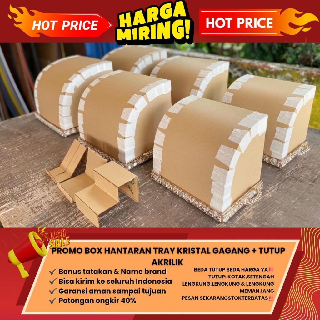 BOX HANTARAN TRAY KRISTAL GAGANG + TUTUP AKRILIK TERMURAH Terlaris • Kualitas Premium • Motif Eksklu