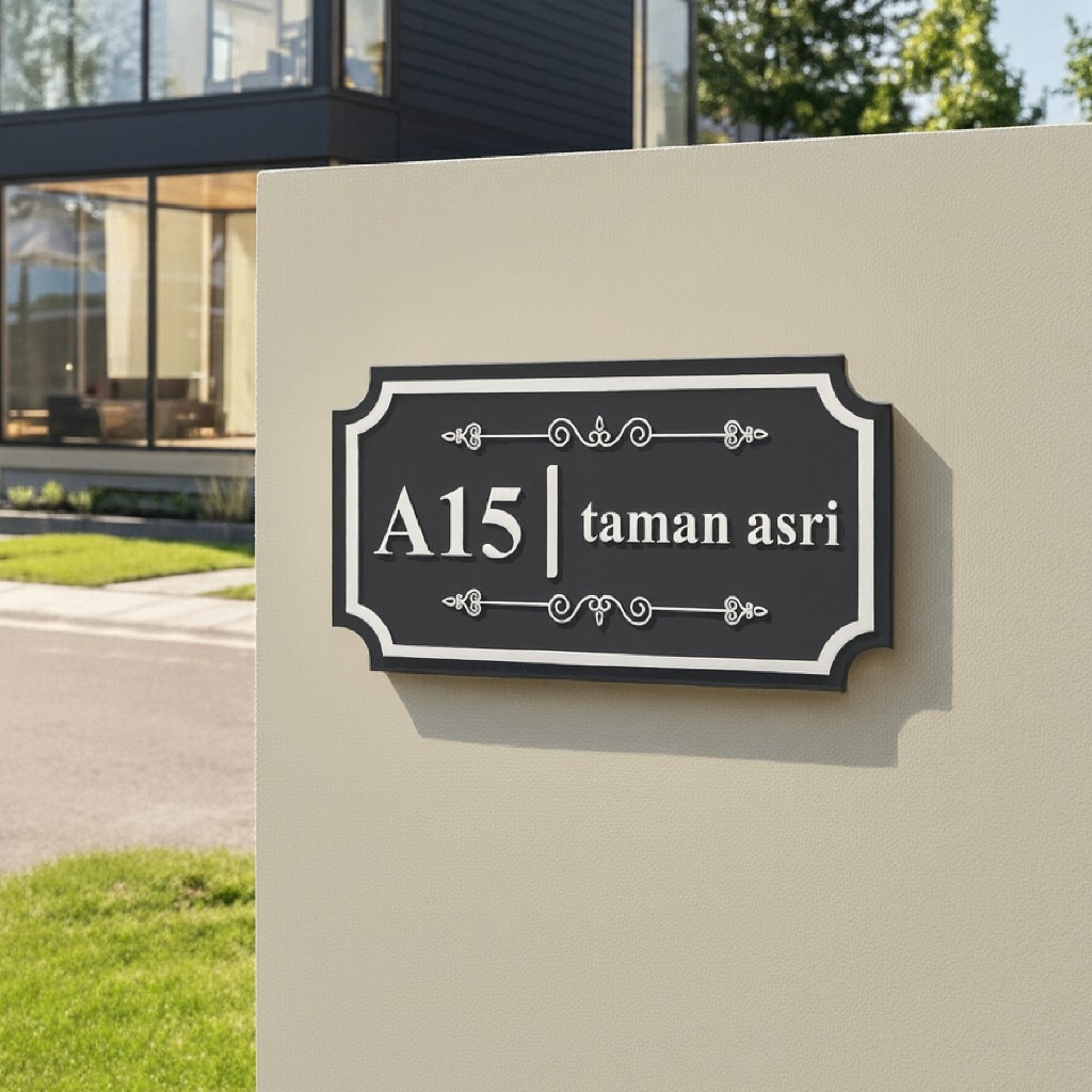 Nomor Rumah Aesthetic Akrilik Hitam Print Uv Custom Tempel / No Rumah Estetik Murah