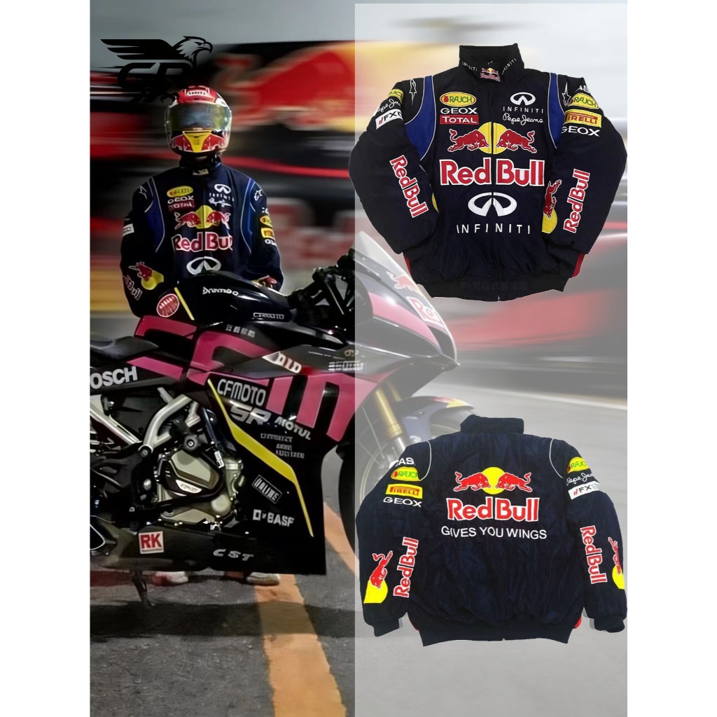 GR F1 Jaket Racing Bordir LOGO Red Bull ,Coat Windproof Parasut Pria Korean Style,Jacket Olahraga Wa