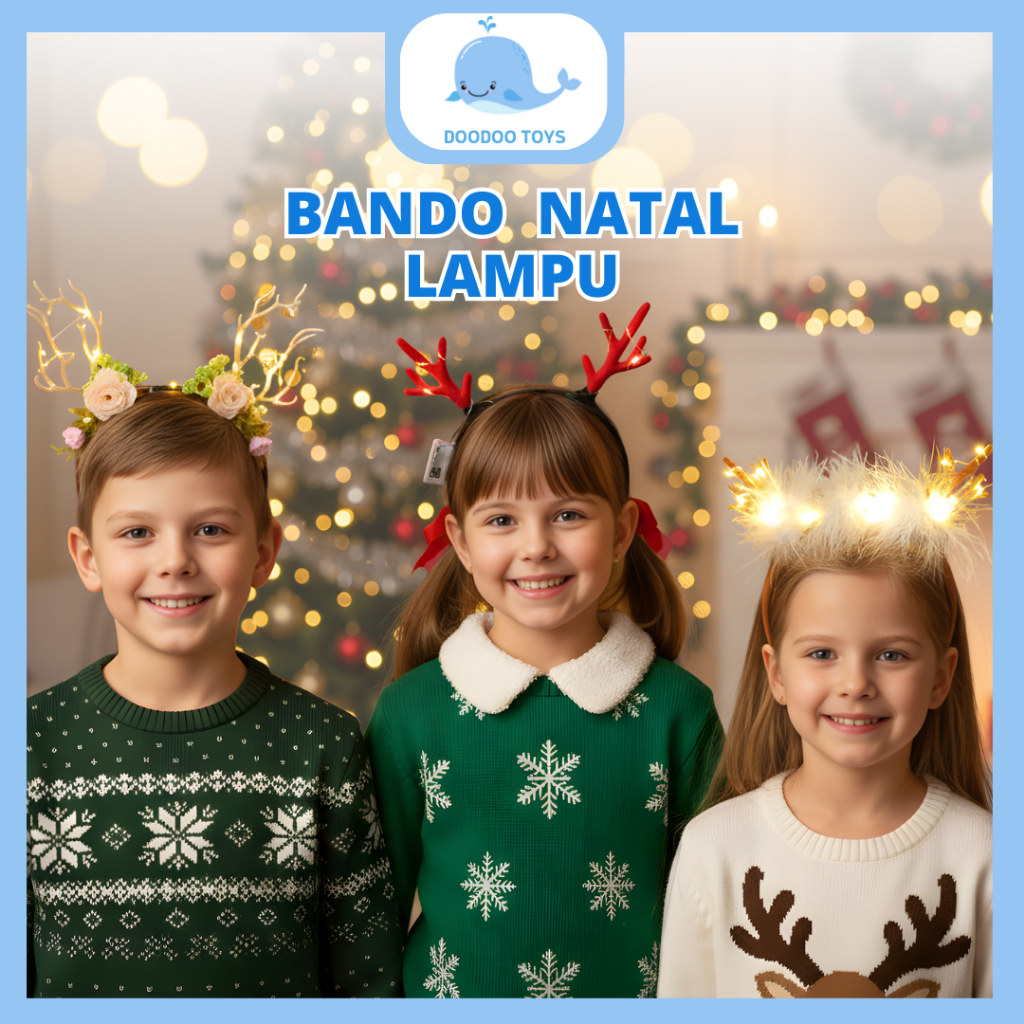 Bando Natal lampu lucu untuk anak aksesori Christmas gemas Bando LED Akesoris
