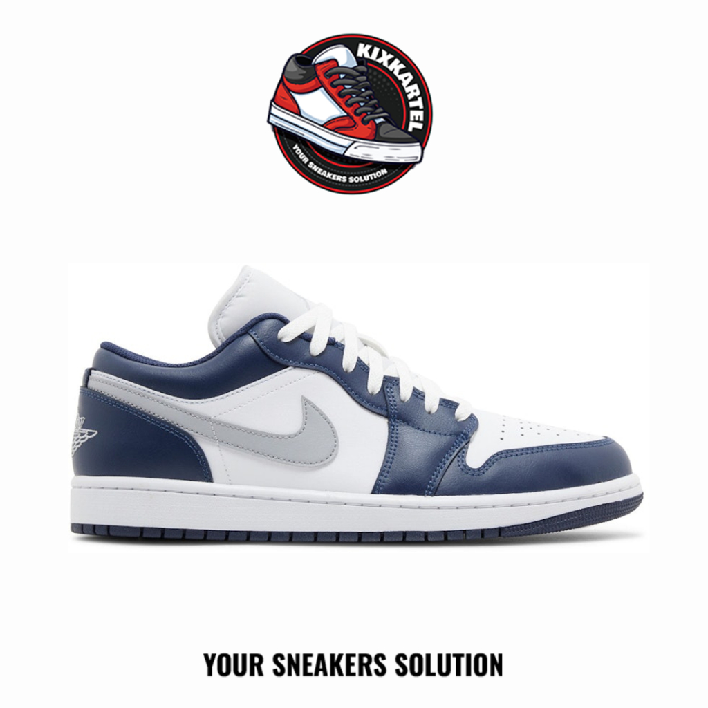 Sepatu Nike Air Jordan 1 Low Wolf Grey Midnight Navy Authentic Sneakers