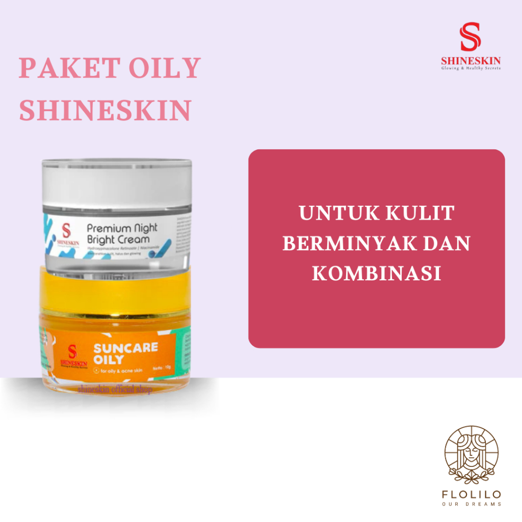 JERAWAT ( Paket jerawat suncare cream malam night cream ) shineskin pencerah cream glowing