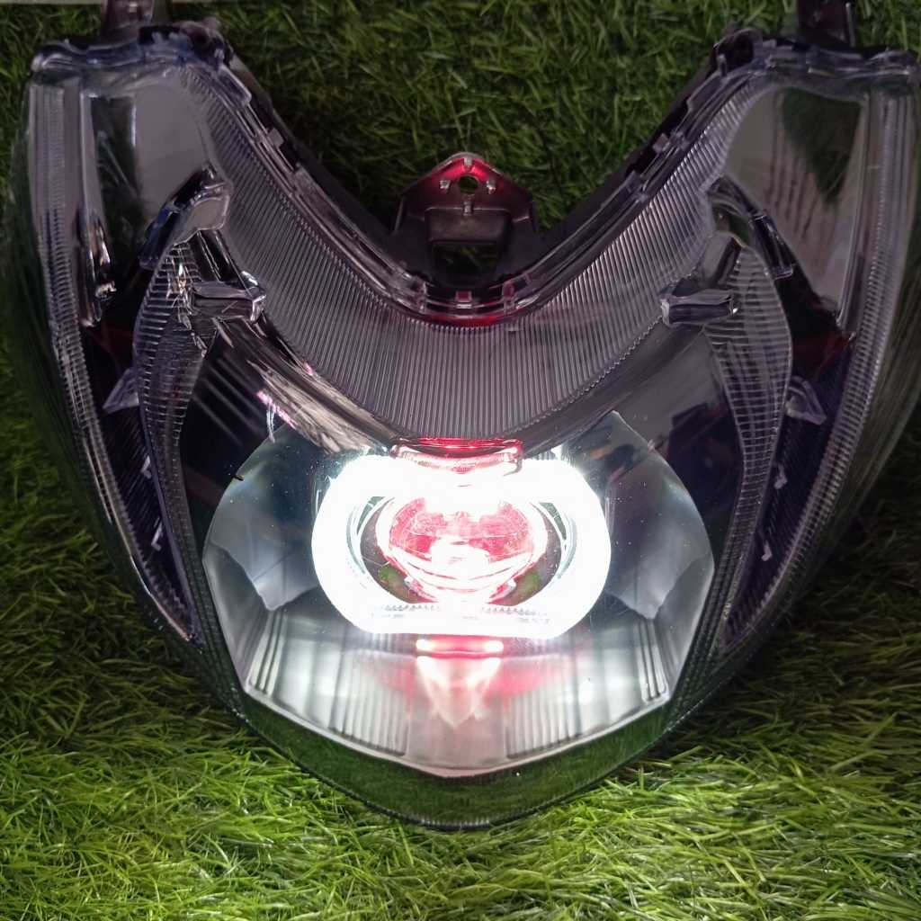 LAMPU DEPAN BILED MOTOR MIO M3 LED PROJECTOR CAHAYA PUTIH ANTI SILAU/LAMPU BILED LED MIO M3