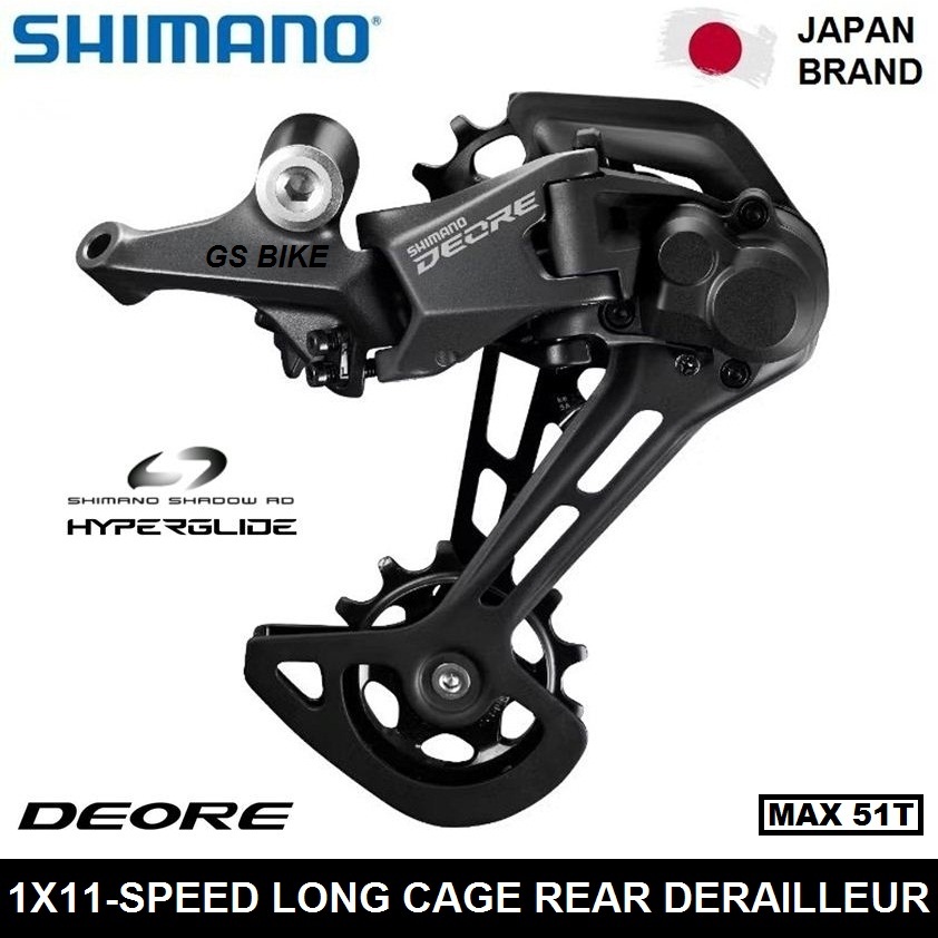 SHIMANO DEORE RD-M5100-SGS 11-Speed Shadow Rear Derailleur Sepeda MTB Long Cage