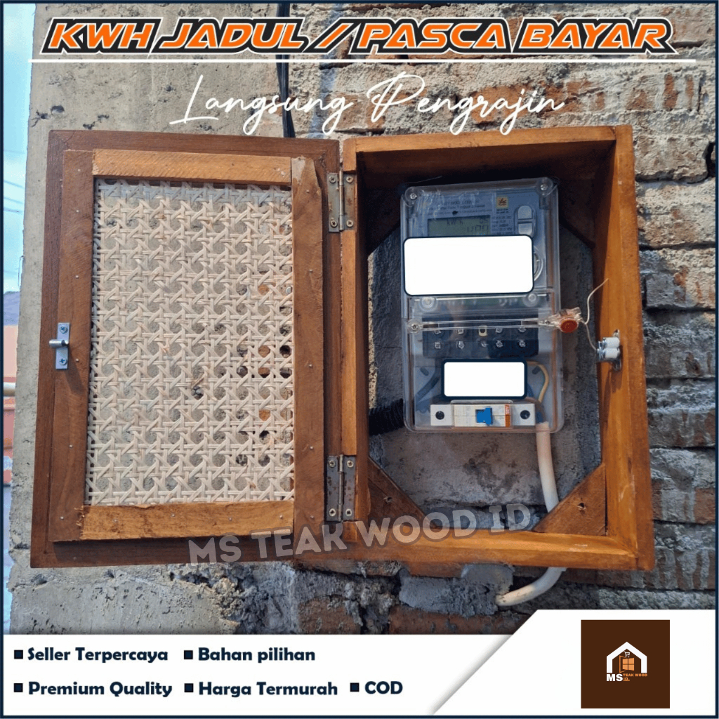 KOTAK COVER KWH Meter Kayu & Anyaman Rotan Aesthetic / Pelindung MCB Listrik Pulsa / Prabayar kuno