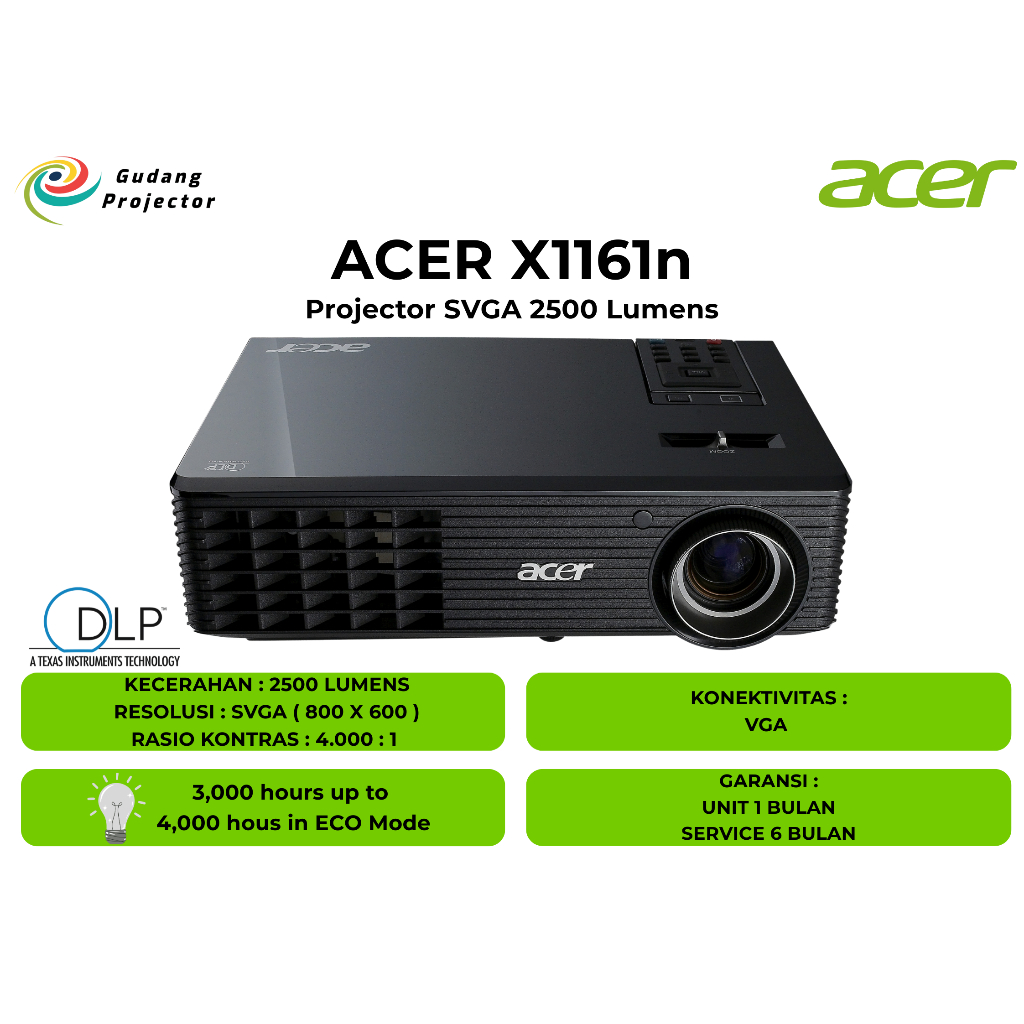 Proyektor Second Acer X1161n 2500 Lumens Terang