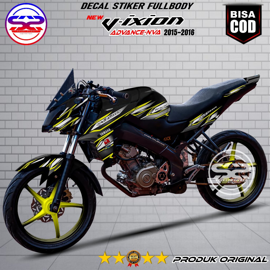 Decal  Stiker Variasi Vixion New 150 NVA 2015 2016 Motif Dasar Hitam List Racing