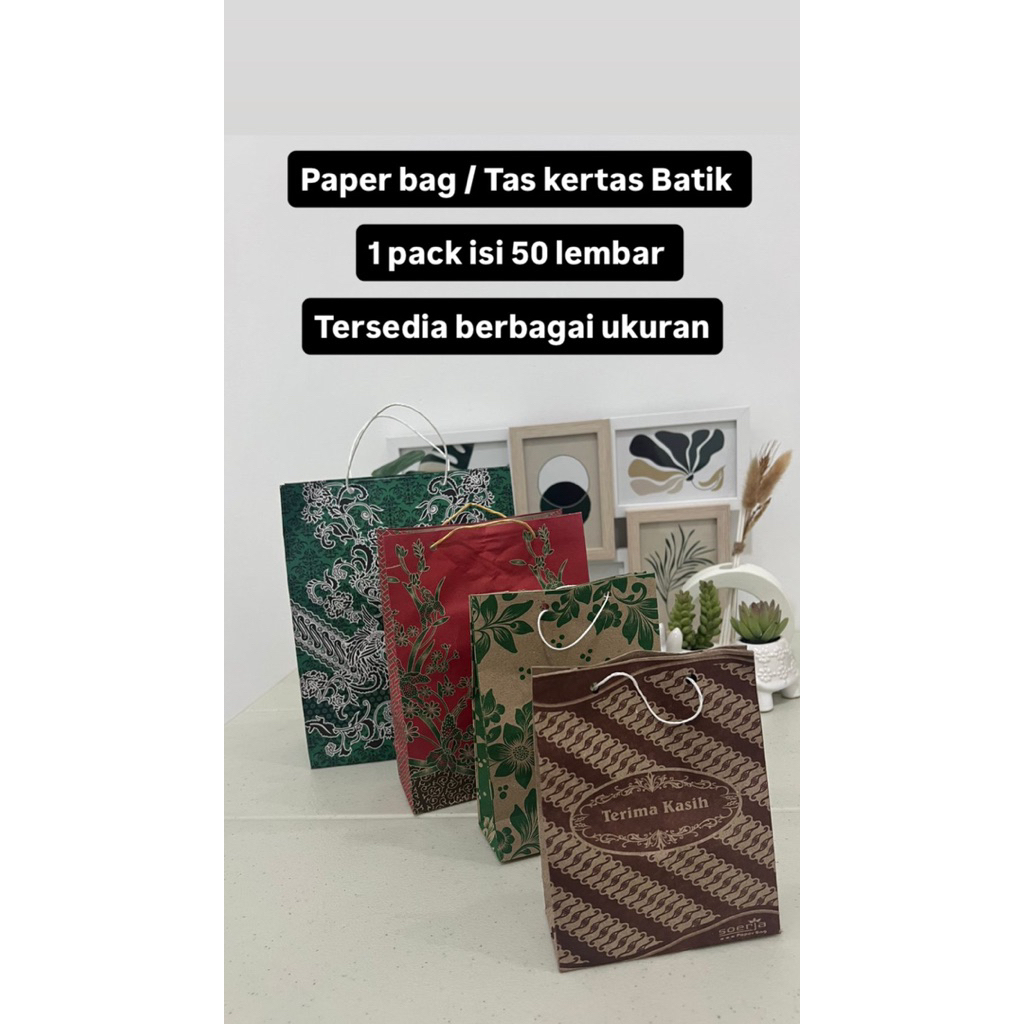 Paper bag / tas kertas / tas batik / tas snack motif batik...1 pack isi 50 lembar