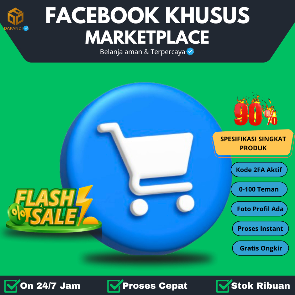 Facebook Marketplace Polos 2FA Aktif Siap Pakai Bergaransi 100%  | DAPANDI ADS ID