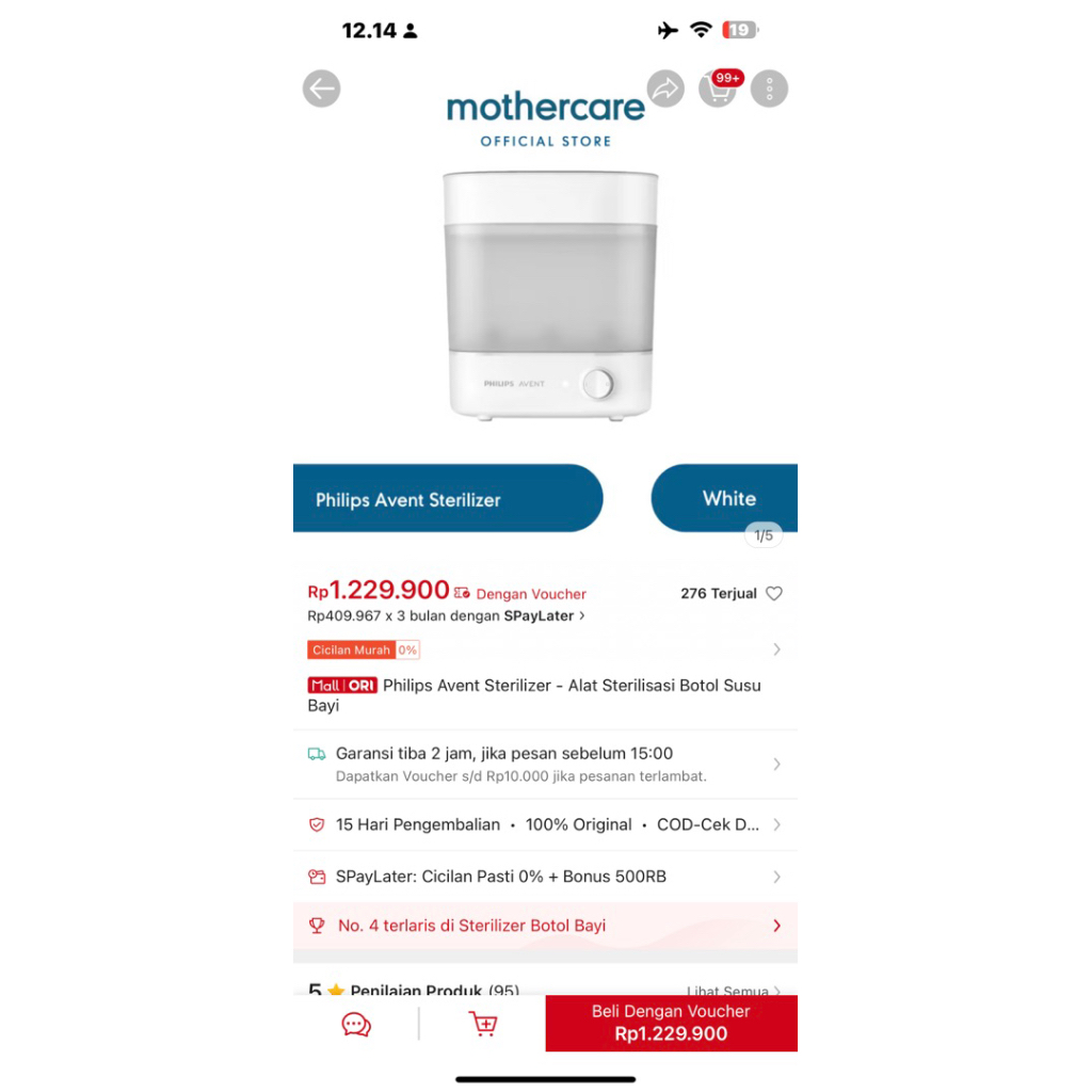 Sterilizer philips avent preloved