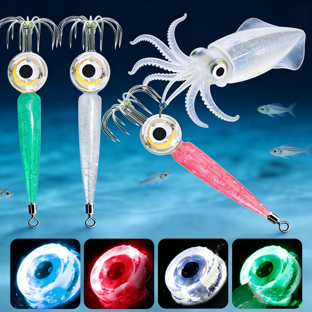7.5CM Umpan mata Cumi lampu LED RGB memancing cumi-cumi eging 3 warna