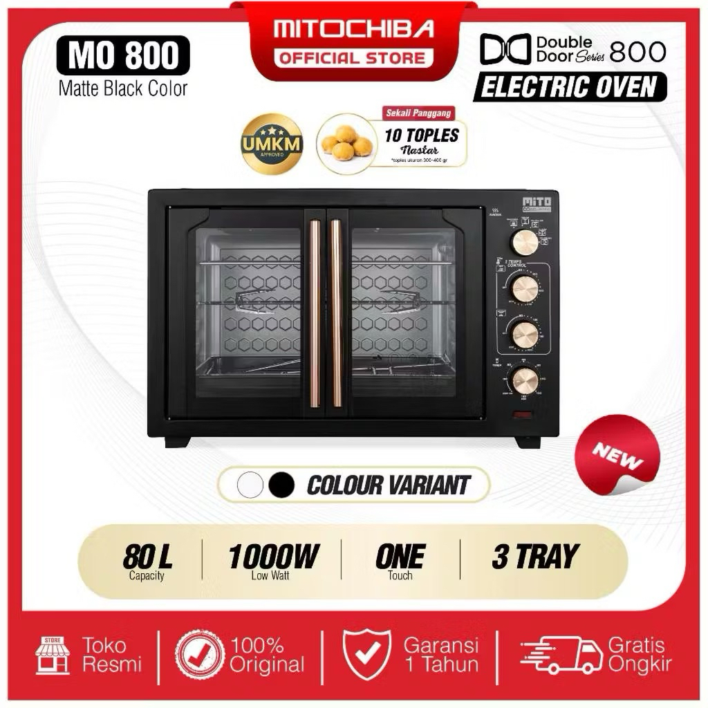 MITO Electric Oven Double Door Oven Listrik Jumbo 80L MO800
