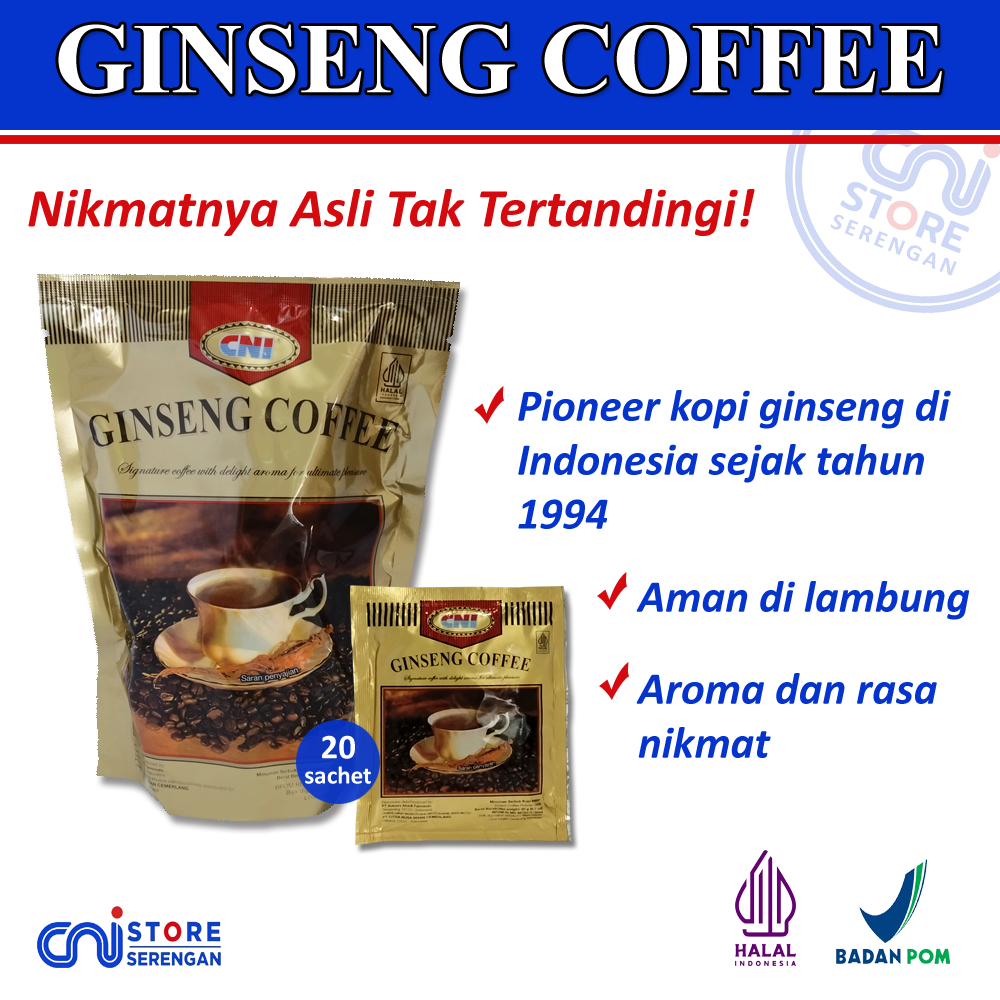 CNI Ginseng 20 sachet I Kopi Ginseng Penambah Stamina  dan Vitalitas Aman dilambung