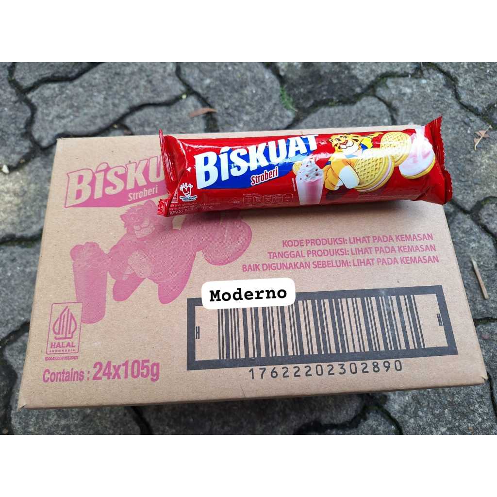 BISKUAT Golden 105gr - Biskuat Golden sandwich Stroberi 105gr Perkarton isi 24