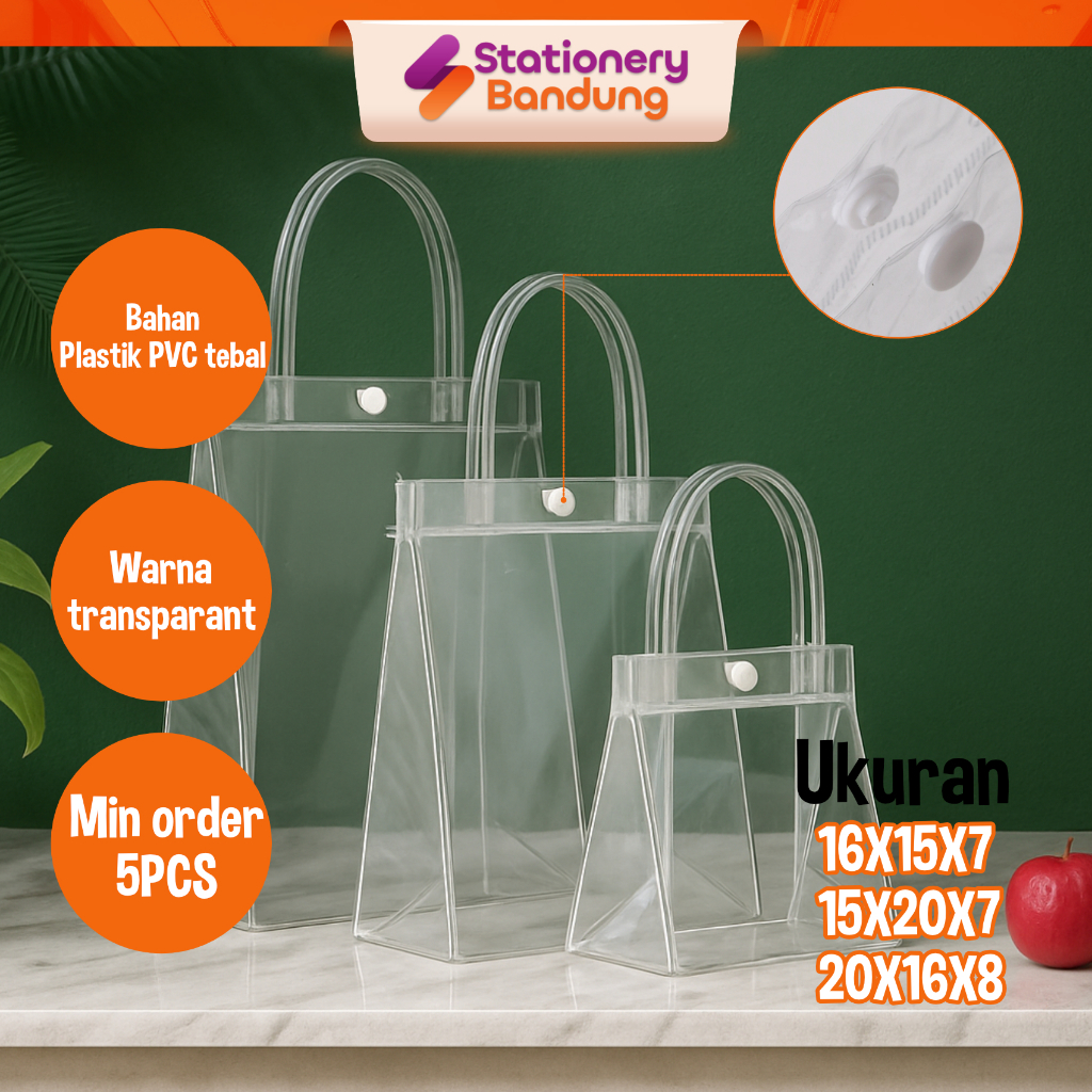 Totebag Transparant | Tas Mika PVC Transparan | Tas Mika Souvenir Ulang Tahun Bening/Tas Belanja/Goo