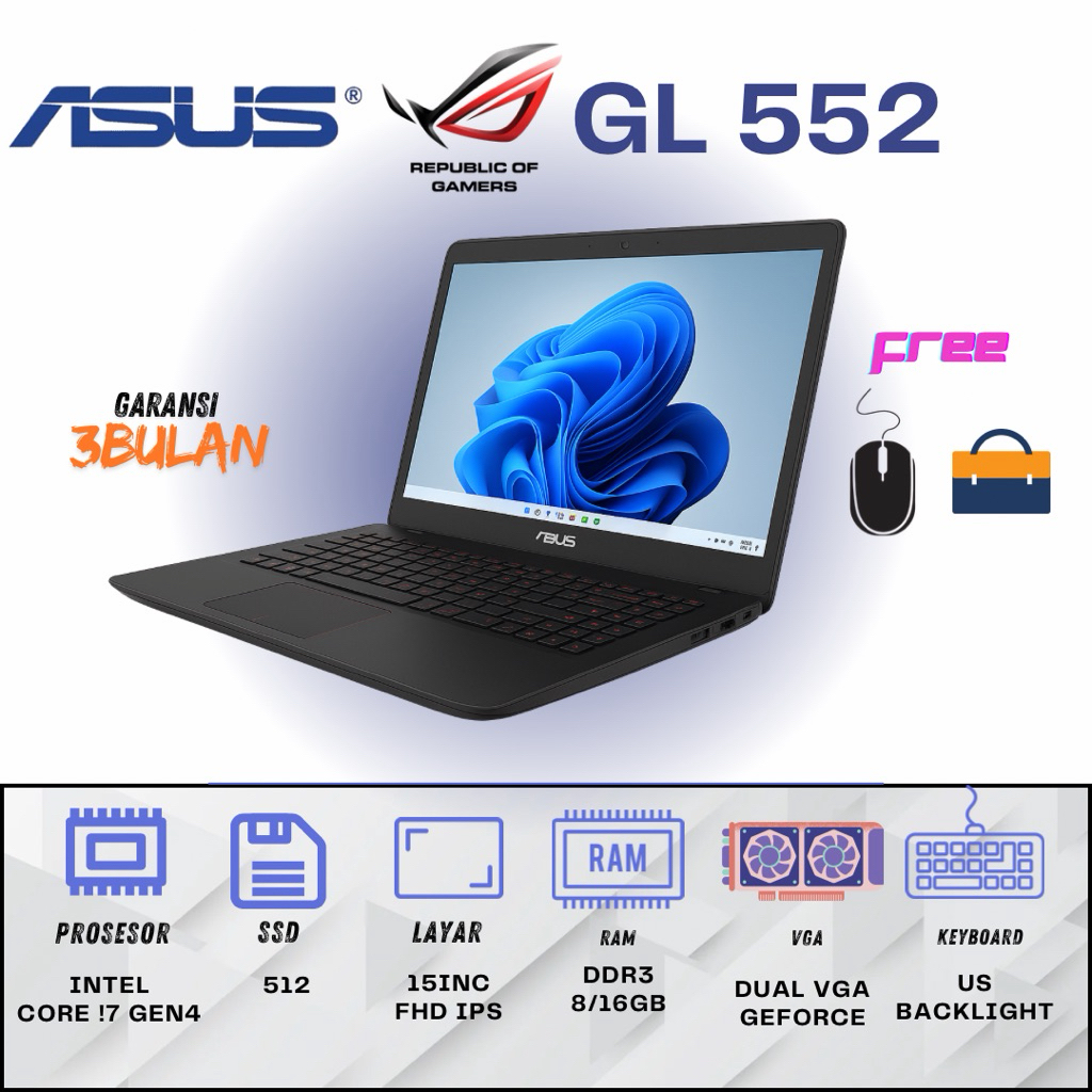 Asus Rog All Series Core i7 i5 i3 Asus Rog GL 552