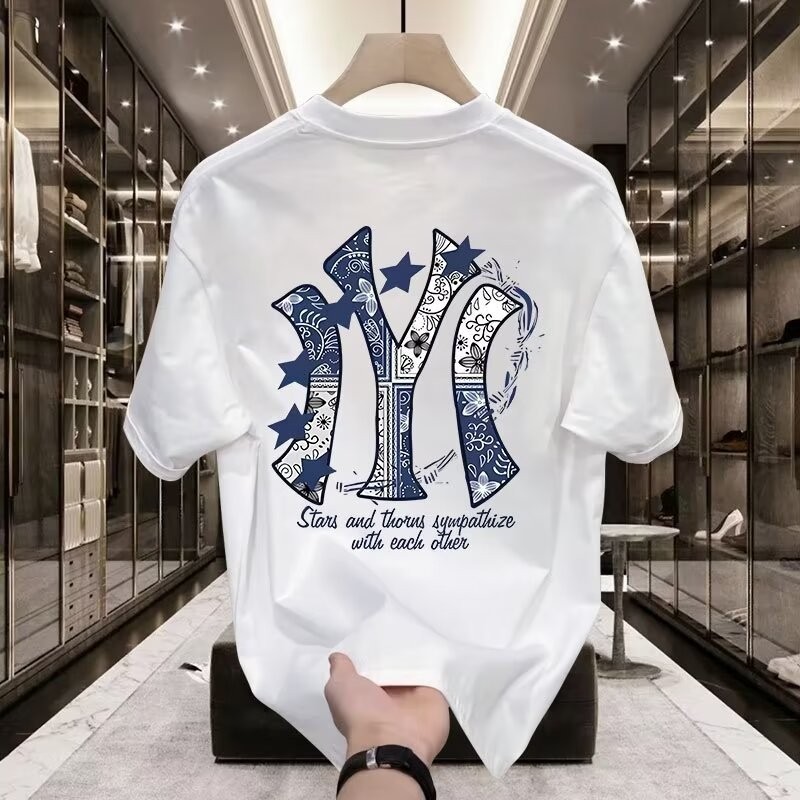 *COD* kaos pria jumbo katun ringan kerah bundar ukuran besarPola Bunga Kecil MLB kaos bergambar Kaos