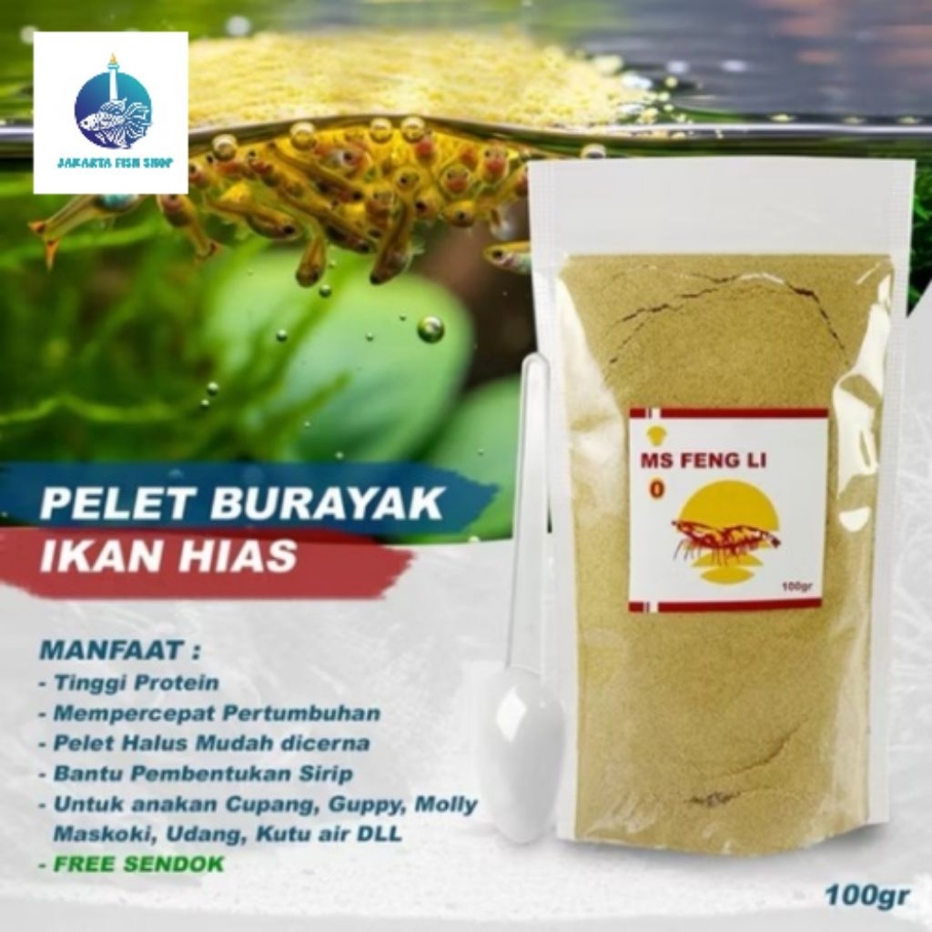 Pelet pakan anakan ikan hias cupang Guppy 100gr pakan burayak molly dll