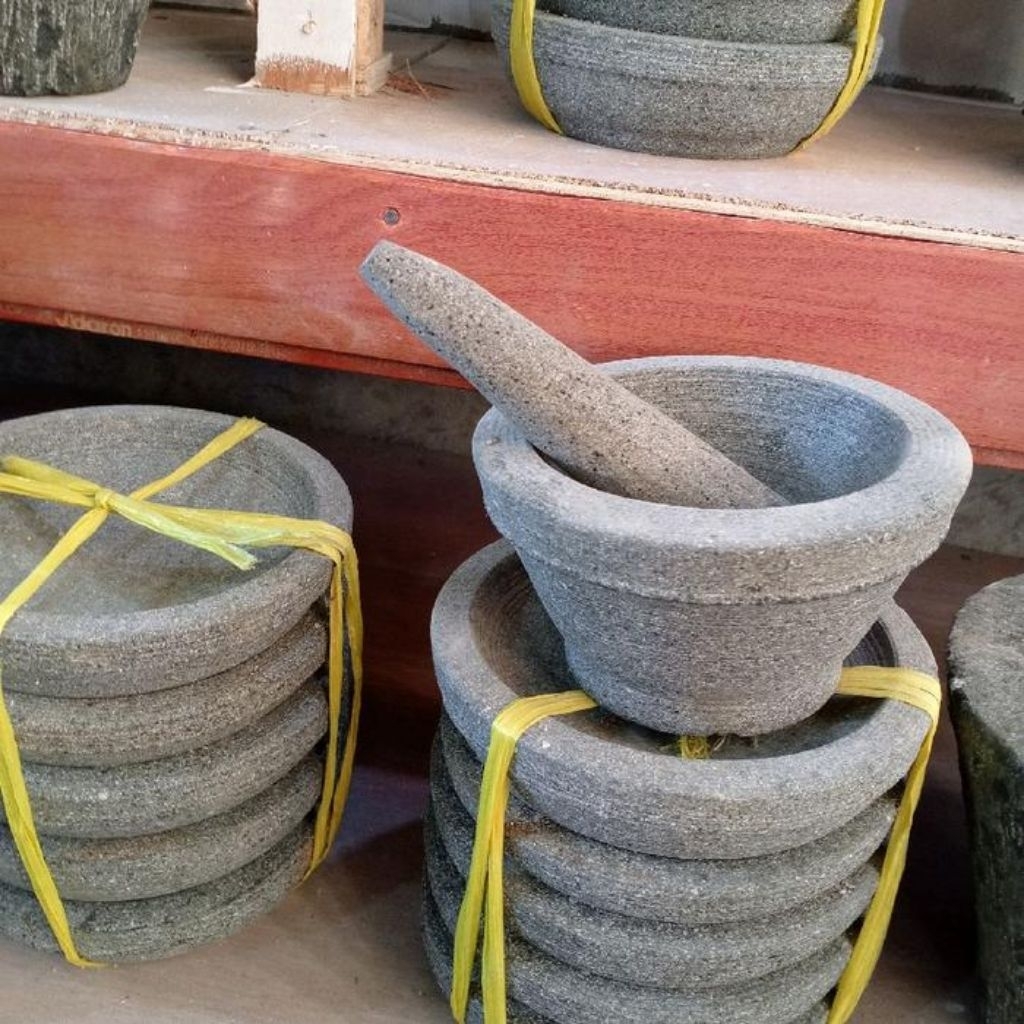 Cobek Batu Asli 25 cm SEO Dapur Kitchenware - satu set