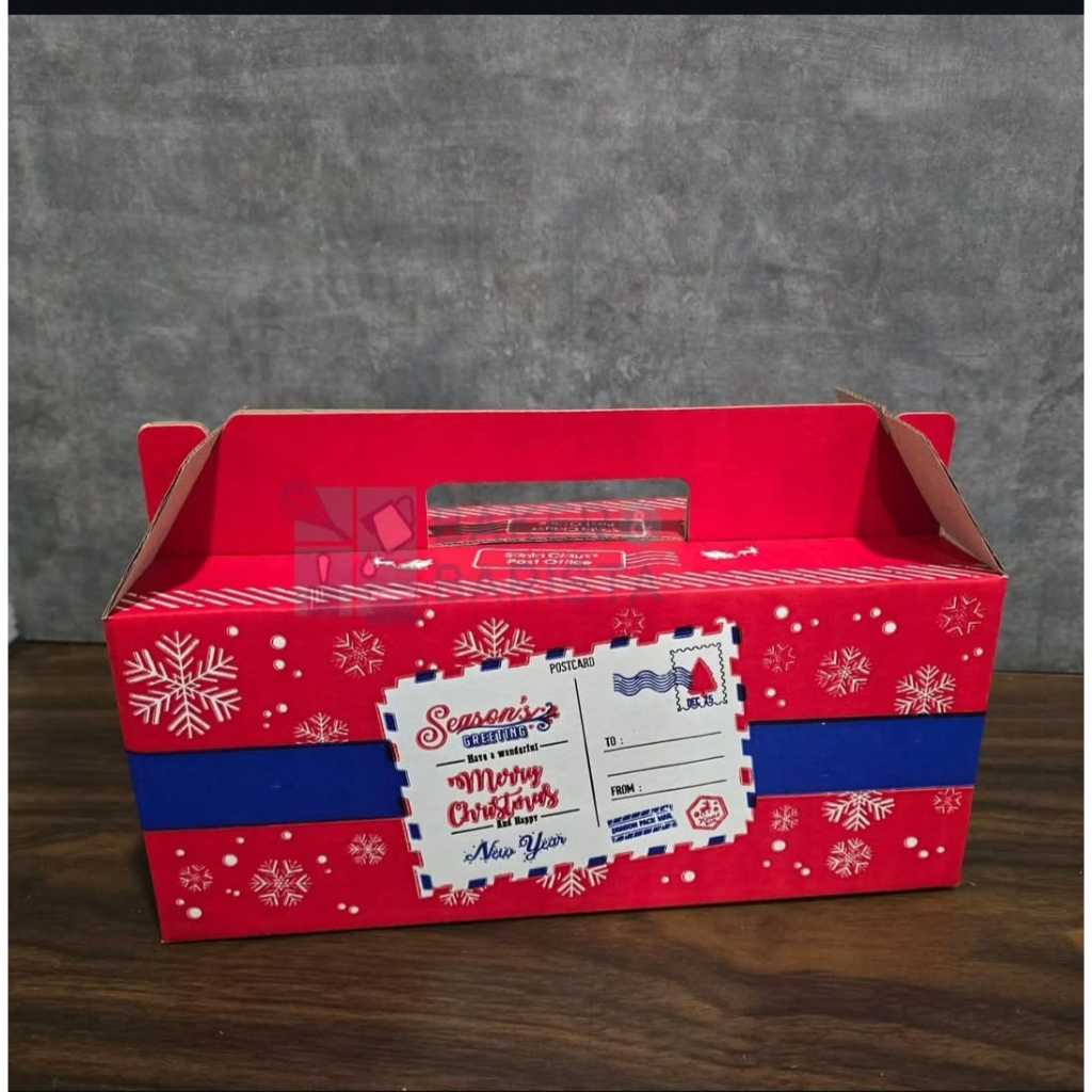 Xmas Box Gable Red 28x10x12cm Box Natal Kue Cookies Brownies Box Toples Jar 400ml 500ml 600ml / Box 