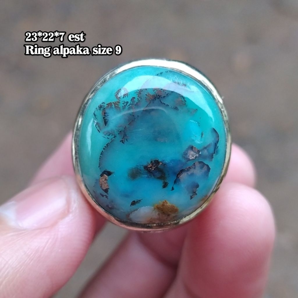 Cincin batu akik hijau garut cikolak jenis tembaga