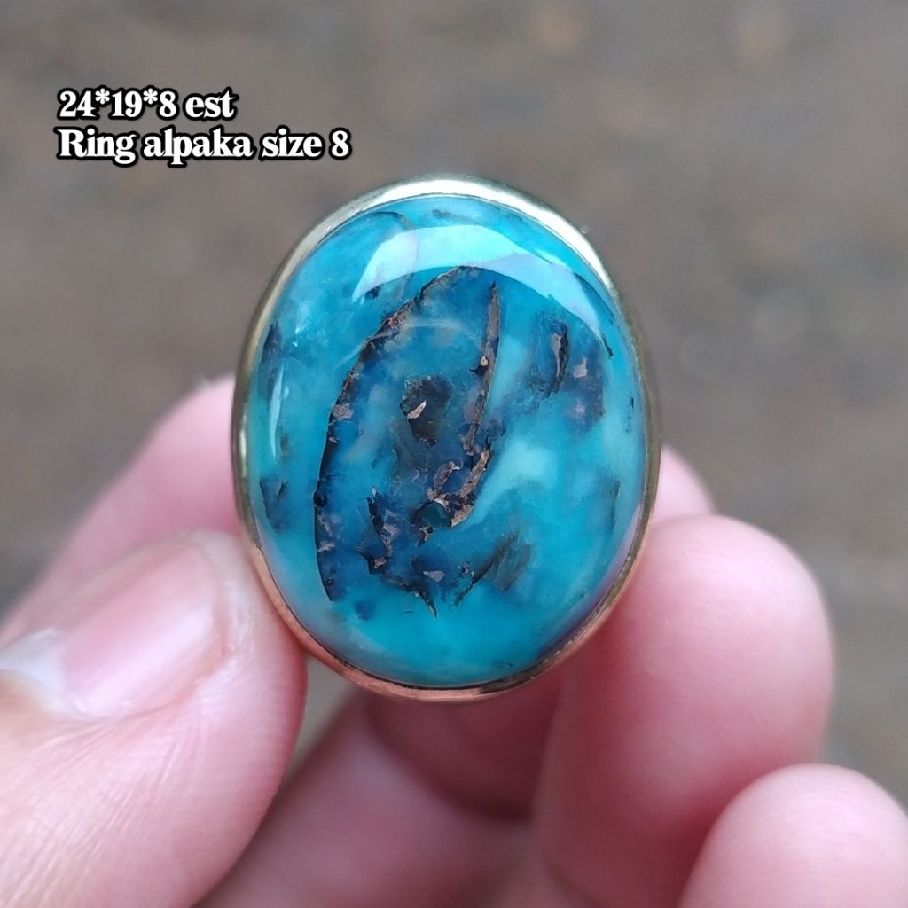 Cincin batu akik hijau garut cikolak jenis tembaga