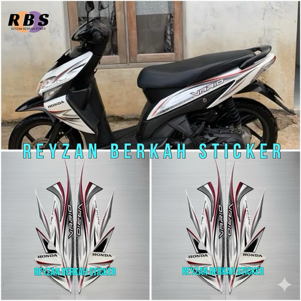 STIKER STRIPING LIS LES BODY HONDA VARIO 110 KARBU 2012 2013 PUTIH HITAM