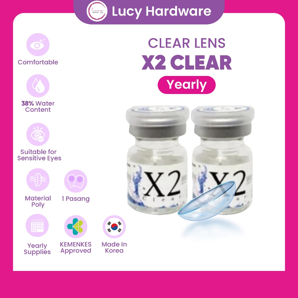 [Beli 1 Dapat 2] X2 Clear Tahunan Softlens Bening Soflens Minus