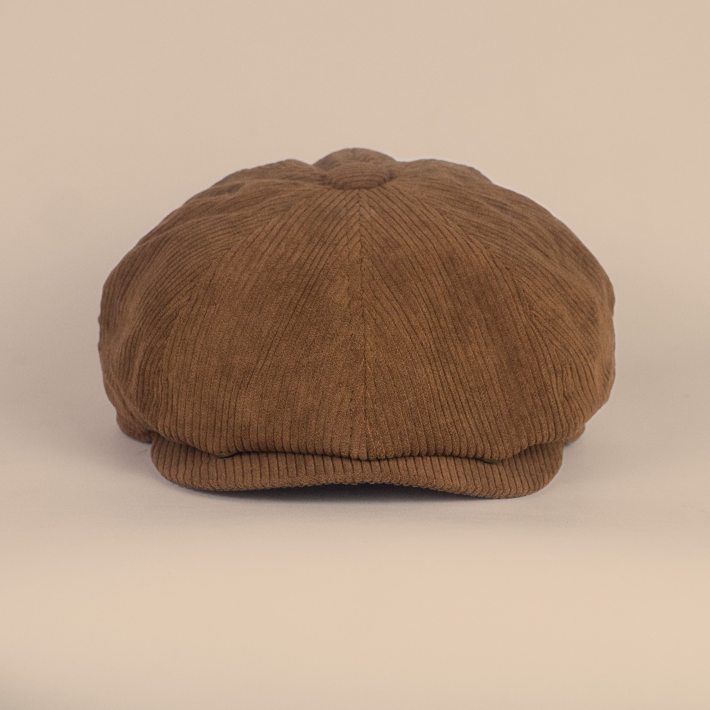 DIVINCES Newsboy Cap Gatsby Brown Corduroy - Topi Vintage Copet Peaky Blinders / Tom Shelby Unisex