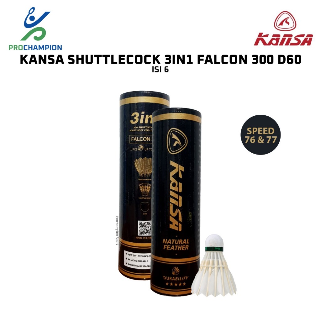 Shuttlecock Badminton KANSA 3in1 Falcon 300 D60 Isi 6