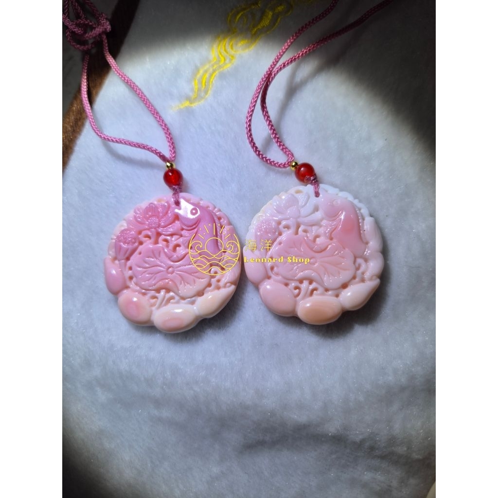 KALUNG LIONTIN KULIT KERANG TUA ASLI 100% PUTIH SERAT PINK BAHAN SUPER KUALITAS NATURAL ALAMI BEI KE