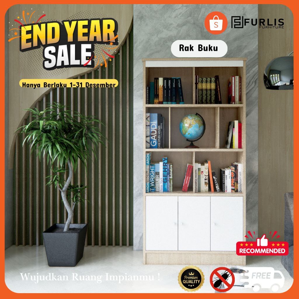 Rak Buku 2 Pintu Rak Serbaguna / Rak Buku / Rak Kantor / Rak Ruang Kerja / Rak Kayu 2 Pintu Minimali