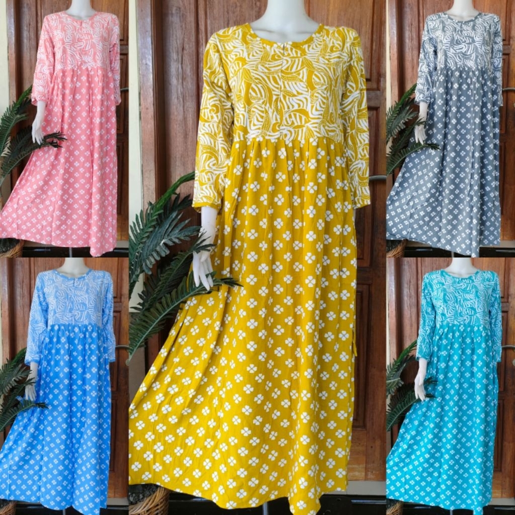 DASTER TERBARU LONGDRES WIRU BY BATIK HUZA BUSUI LENGAN PANJANG TALI PINGGANG UKURAN S