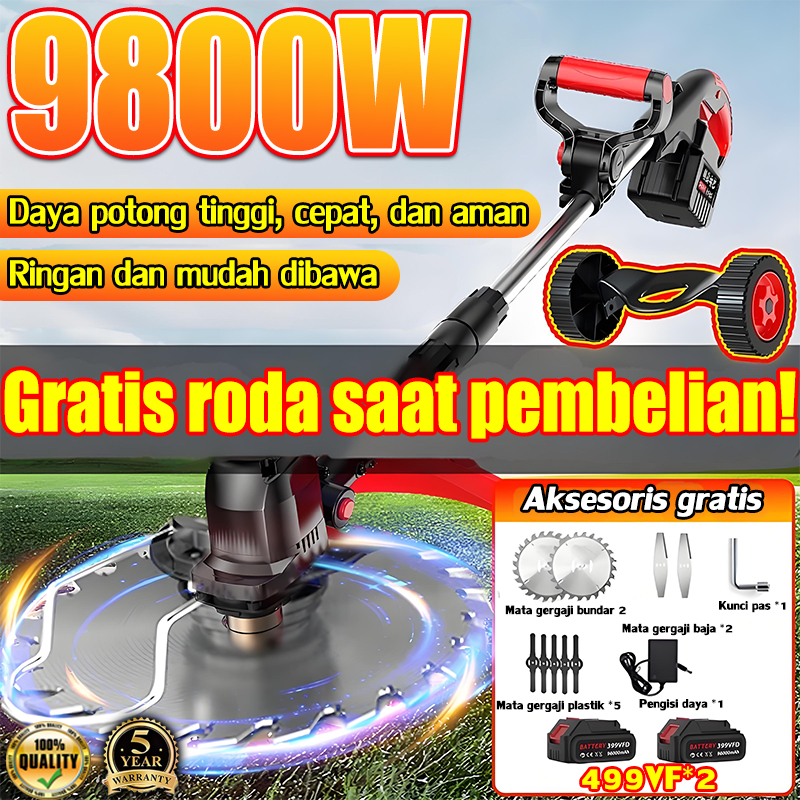[Kirim 2 baterai]KUALITAS JERMAN BAIPUXI 48V Mesin Pemotong Rumput Daya tinggi 10 baterai dapat digu