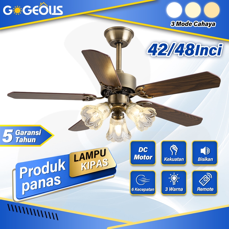 COD Lampu kipas Angin Gantung Plafon 42/48inch Remote 3 Warna Kipas Angin Plafon Dengan Lampu