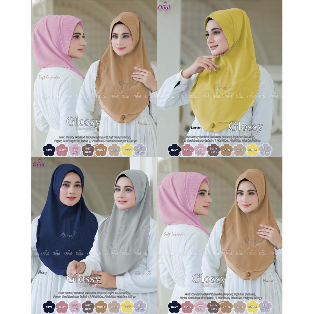 Glossy Hoodie Payet Hijab Original Oval Hijab Hoodie Oval Hijab Ceruty Babydoll
