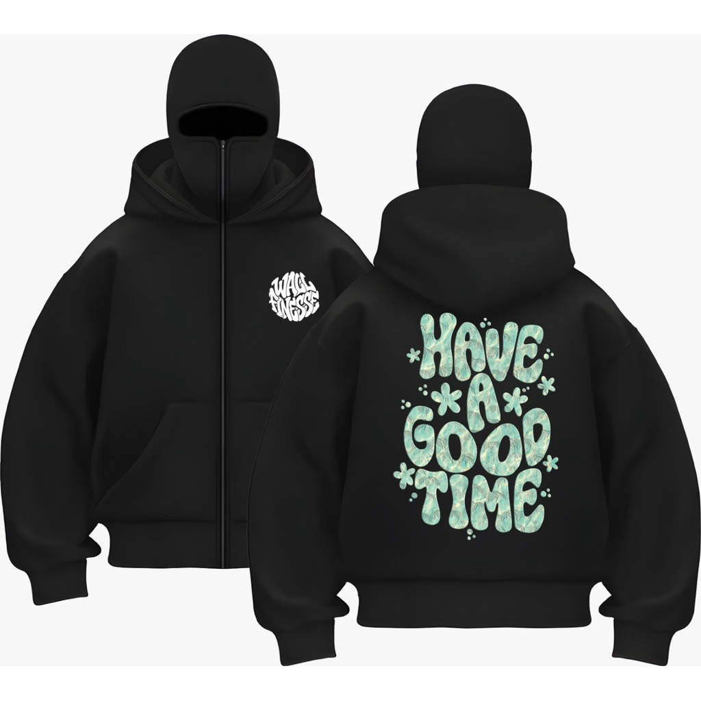 HOODIE BALACLAVA JACKET BOXY HOODIE BALACLAVA HOODIE NINJA ZIPPER HAVE A GOOD TIME JACKET KEREN PRIA