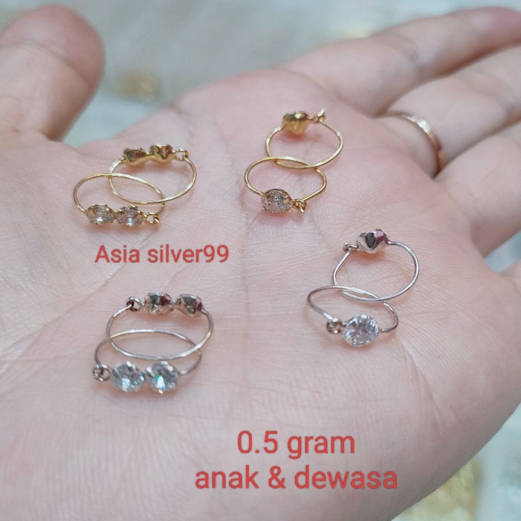 ANTING KAIT MATA 0.5 GRAM UKURAN DEWASA PERAK ASLI 925 LAPIS EMAS