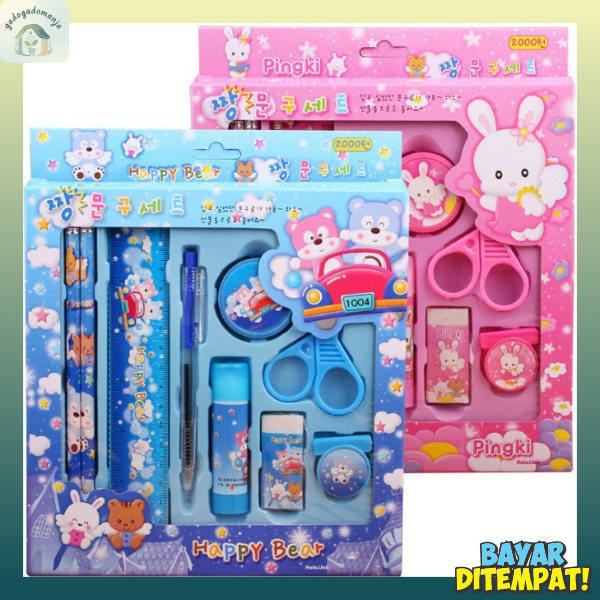 2009 Pencil Set 9 In 1 Alat Tulis Sekolah Anak Lengkap