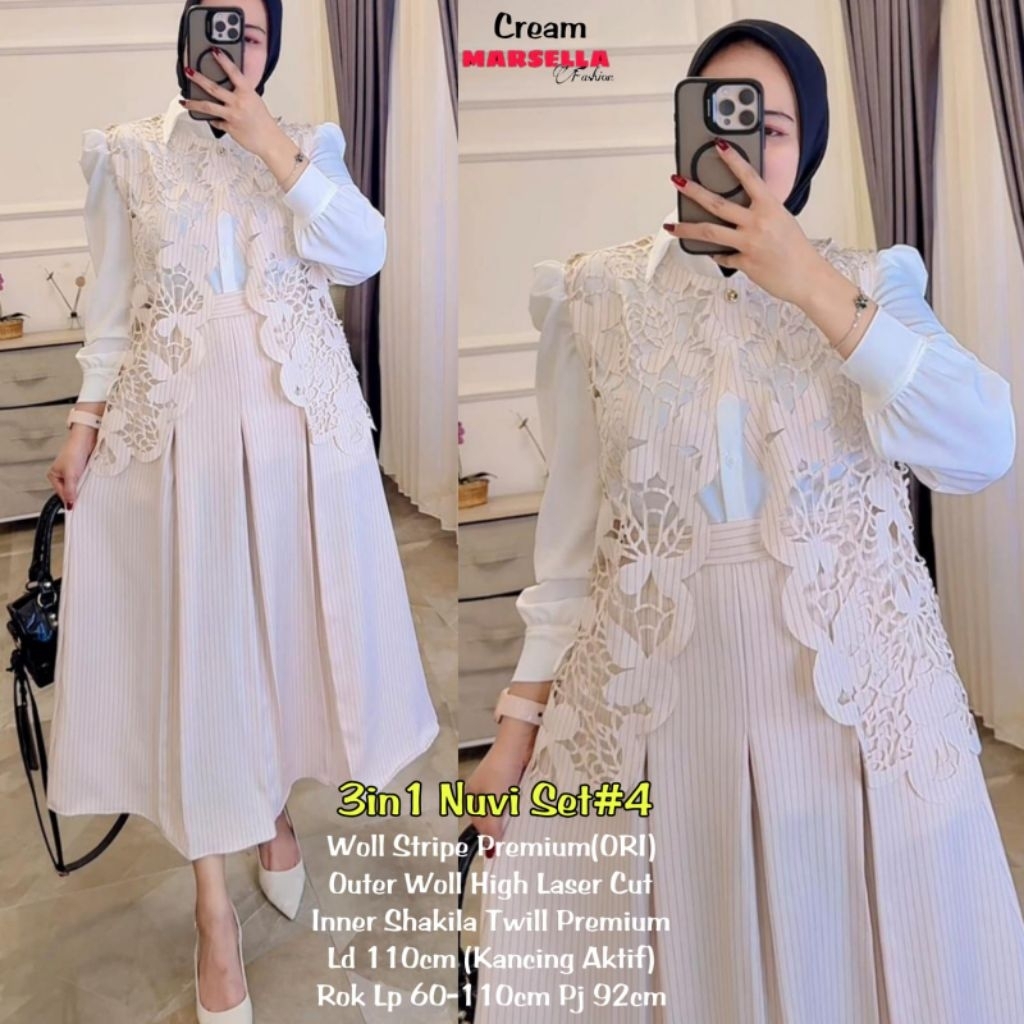 nuvi set rok 3in1 by marsella - zahrah dress set hijab by ama najwa