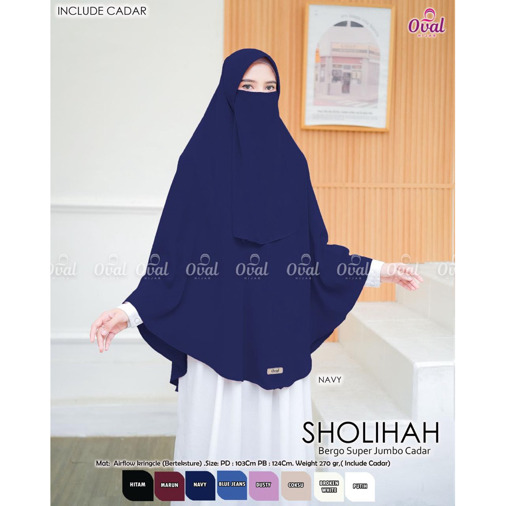 Sholihah Bergo Super Jumbo Cadar Original Oval Hijab Jumbo Airflow Cringkle Sholihah Oval Hijab