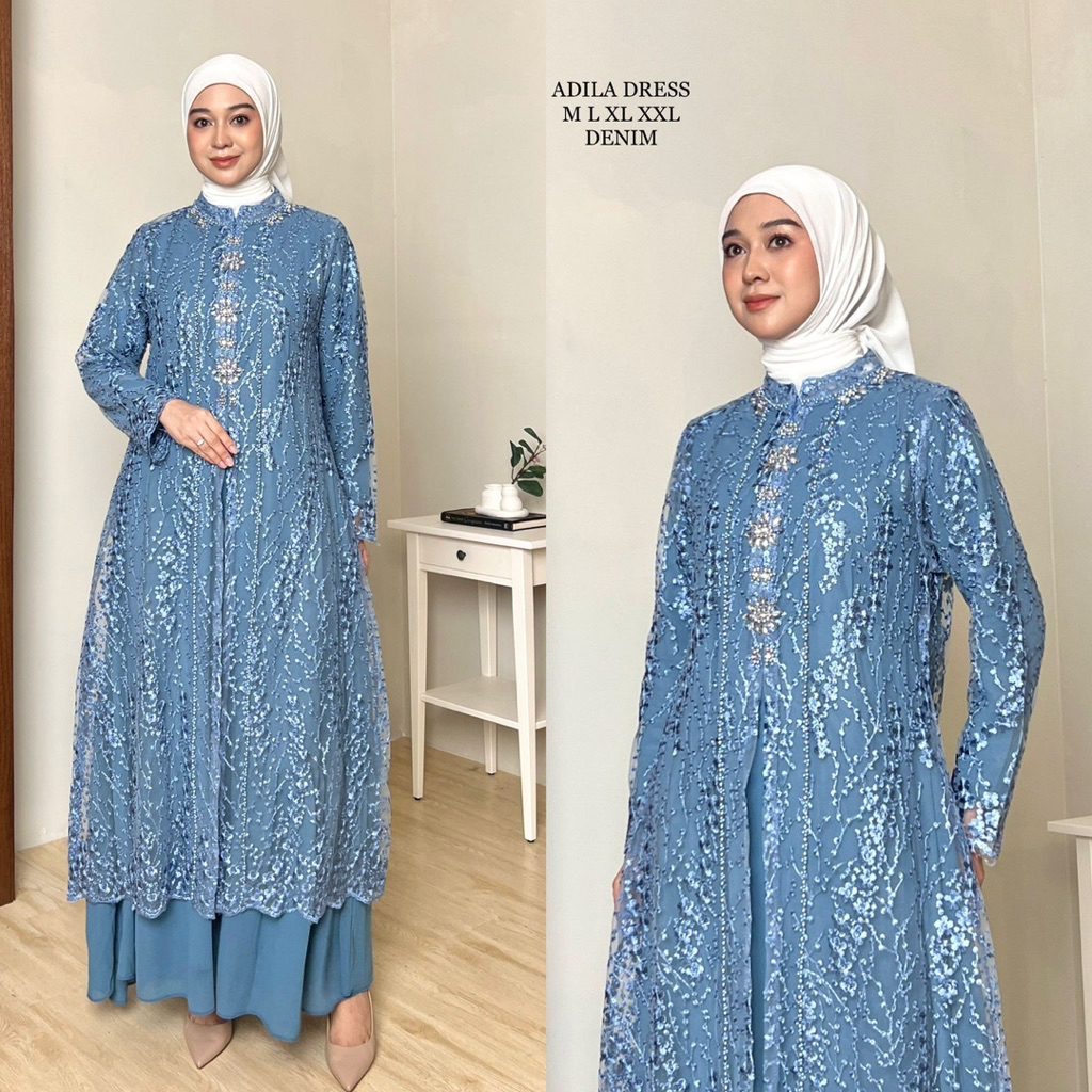 zakia co_Adila Dress | Gamis Brukat Premium | Gamis Pesta Outer Lepas Pasang
