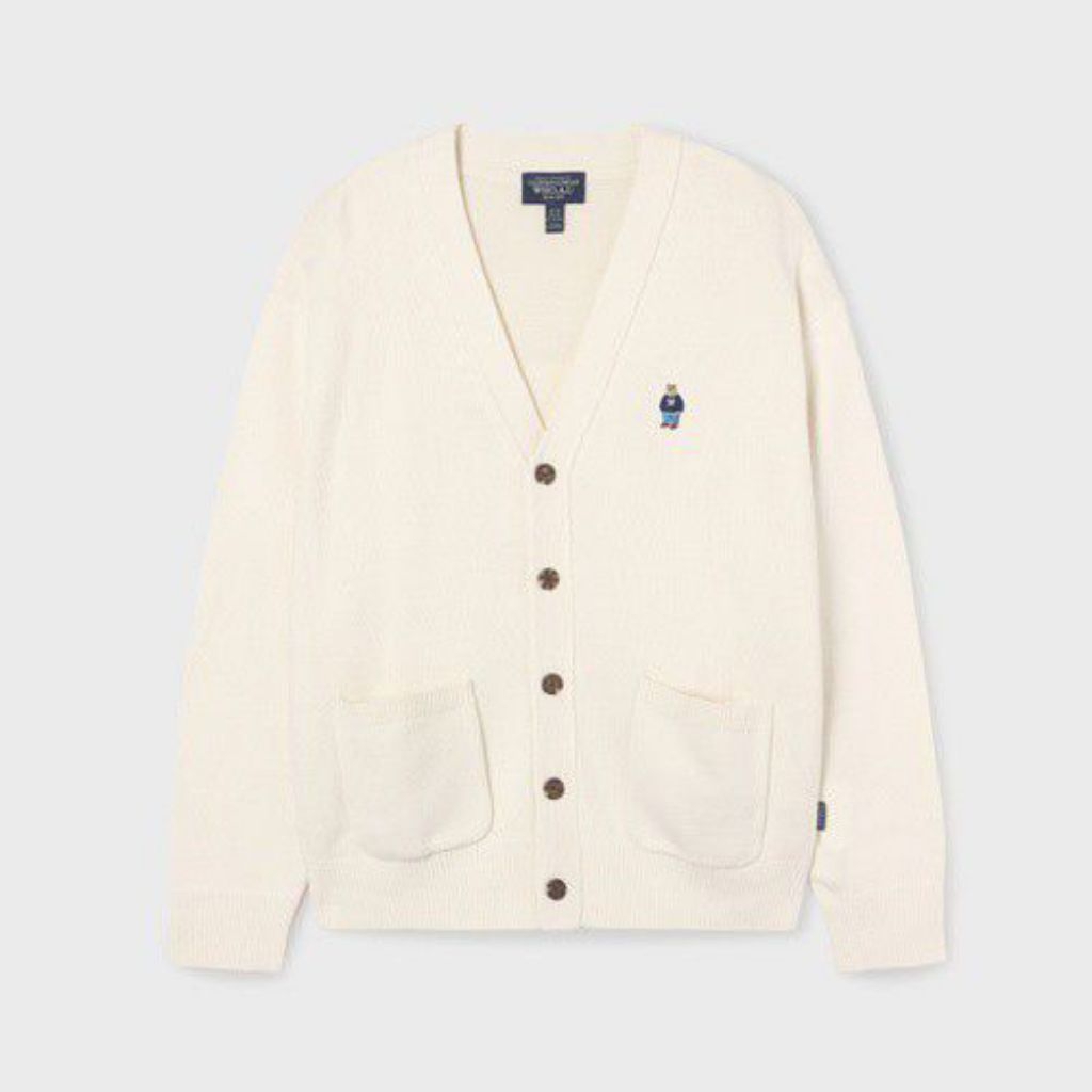 (175rb) WHO AU A.U Golden Bear California USA Cardigan Basic Logo Beruang Double Pocket Uniqlo Unise