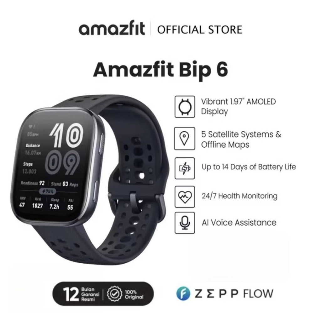 amazfit bip 6 hitam