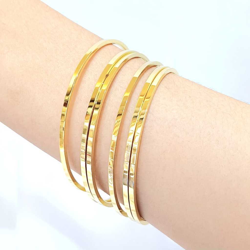 Gelang Keroncong Titanium Mewah Simpel Elegan Anti Karat - Gelang Keroncong Titanium Asli Terbaru