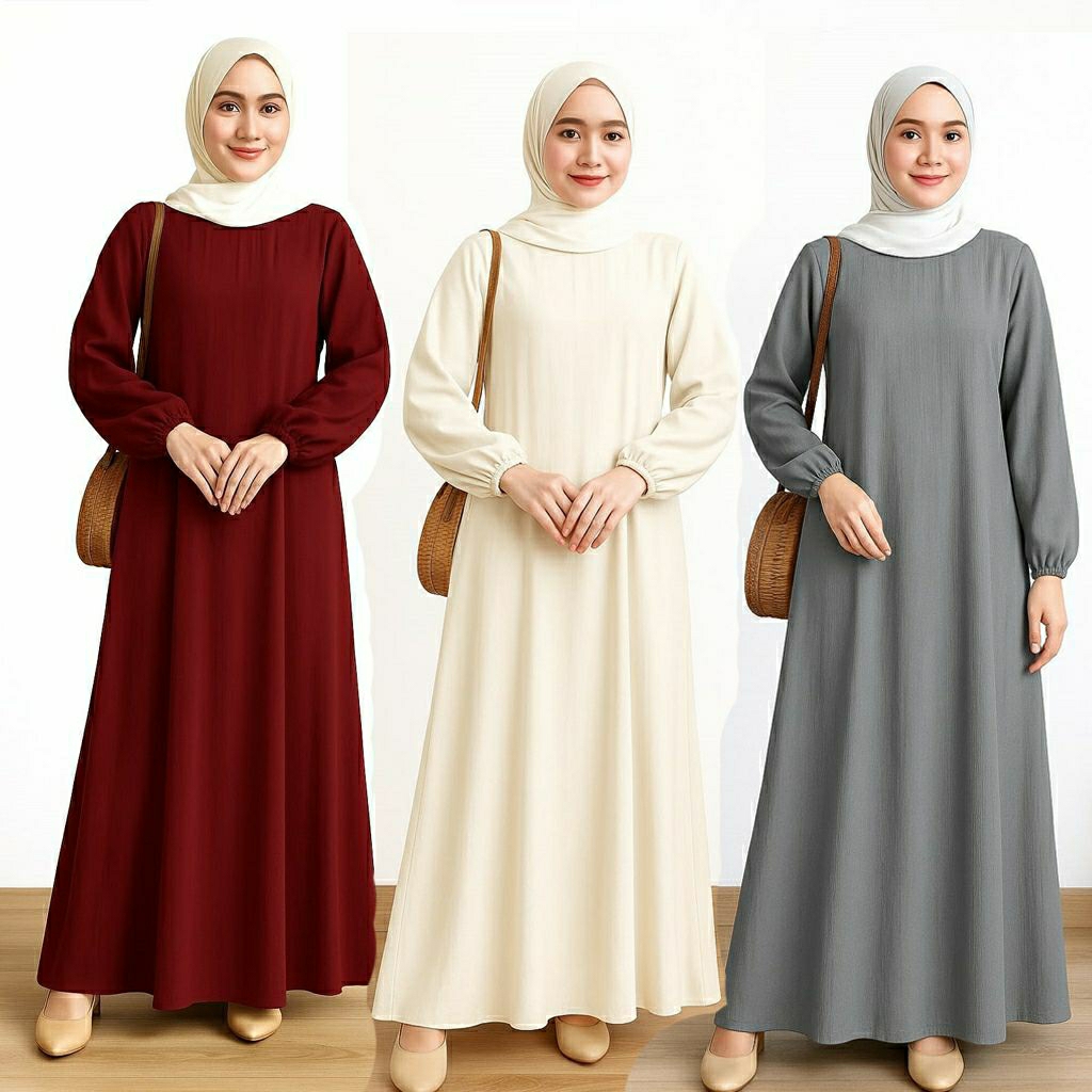 Gamis Wanita Muslim Simple Polos Termurah