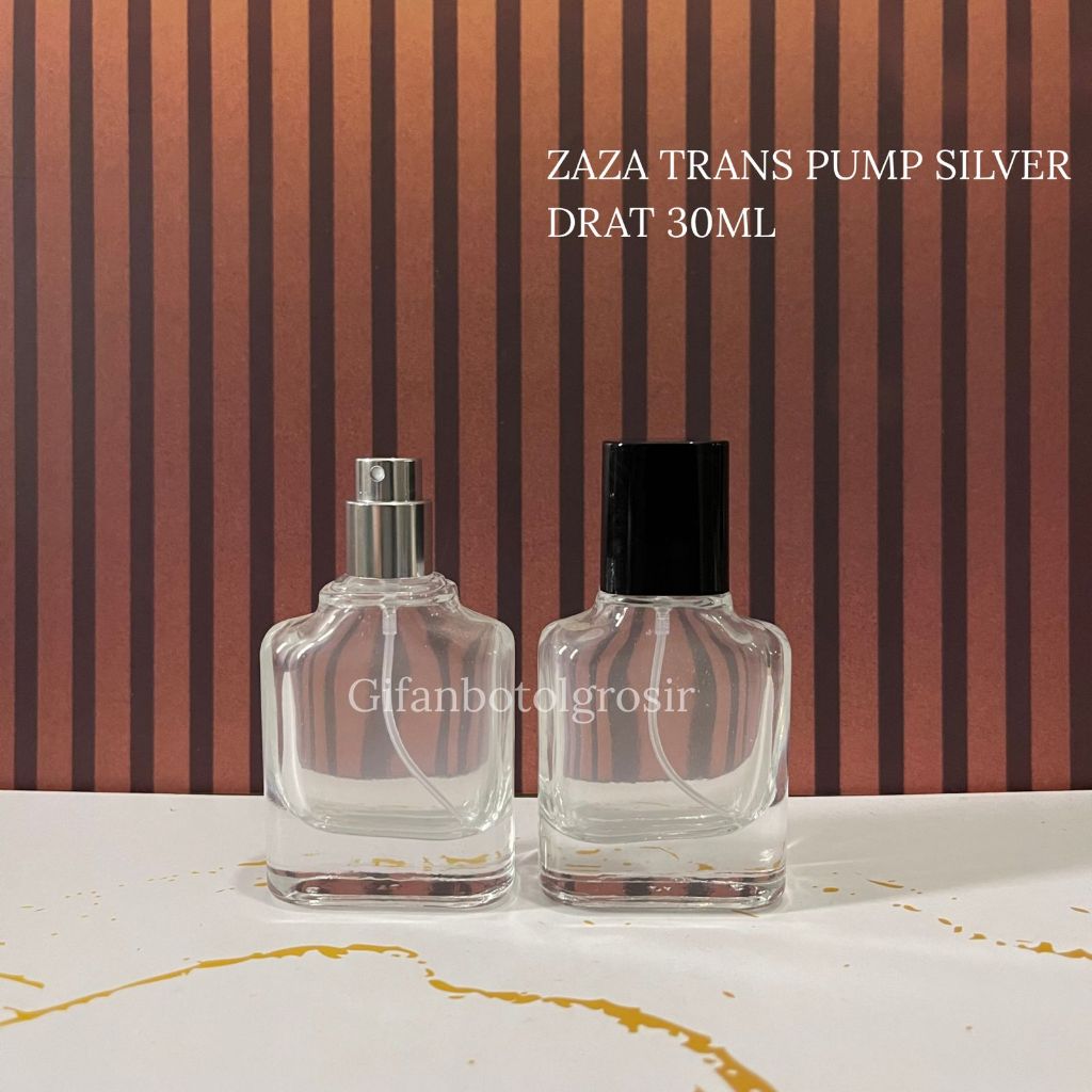 BOTOL ZAZA BLACK TRANS PUMP SILVER 30ML DRAT