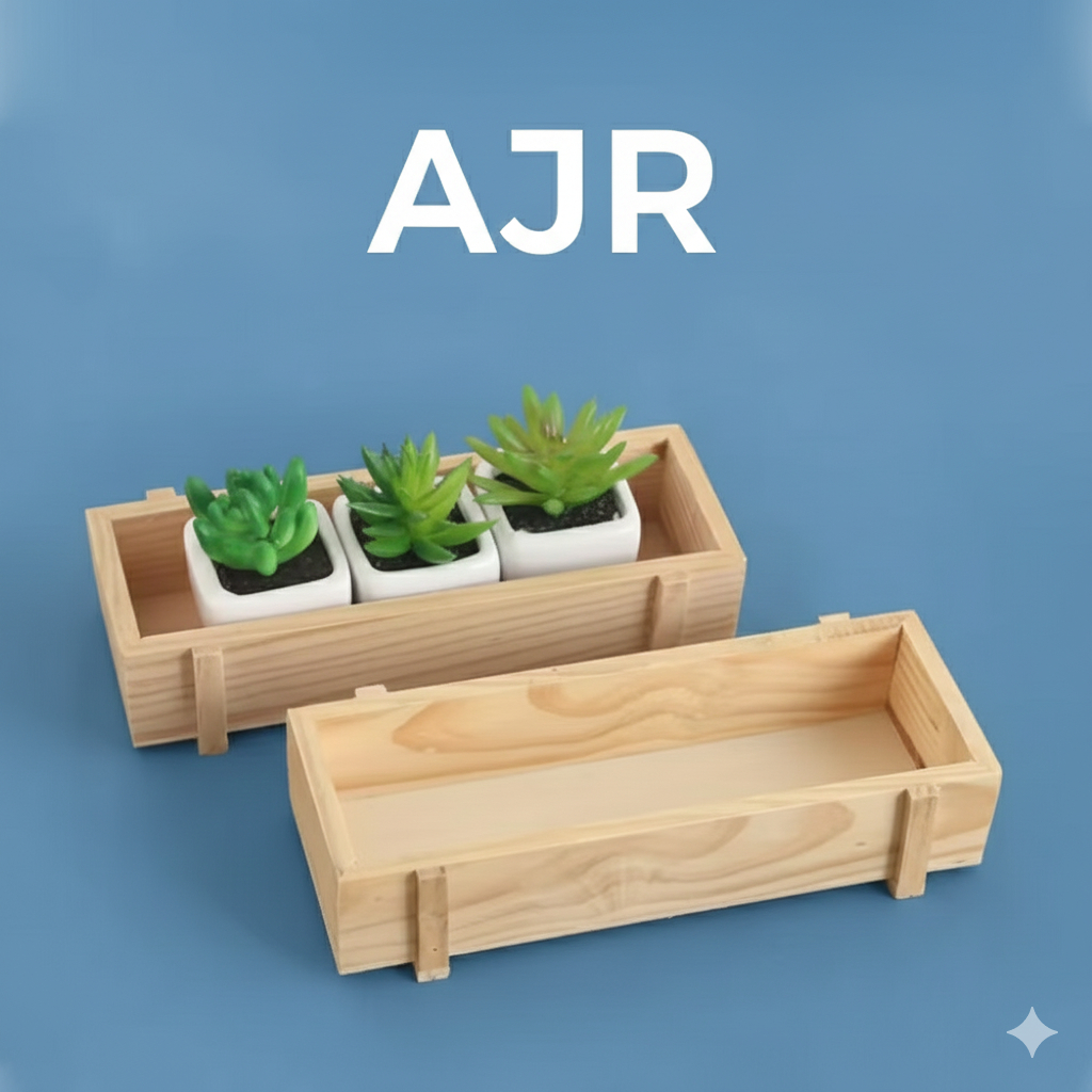 Pot Wooden Box Kayu Jati Belanda Hiasan Rumah Meja Dekorasi Ruang Tamu Tempat Bunga Artificial