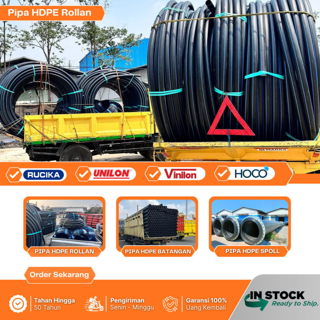 Selang Air Pipa Hdpe 2 Inch Atau ( 63mm ) Merk Rucika PN 16 SDR 11 / Harga 1 Roll - 100mtr